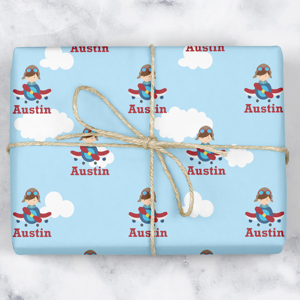 Custom Airplane & Pilot Wrapping Paper (Personalized)