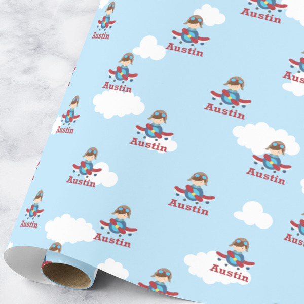 Custom Airplane & Pilot Wrapping Paper Roll - Large (Personalized)