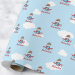 Airplane & Pilot Wrapping Paper Roll - Large - Matte (Personalized)