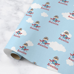 Airplane & Pilot Wrapping Paper Roll - Medium - Matte (Personalized)