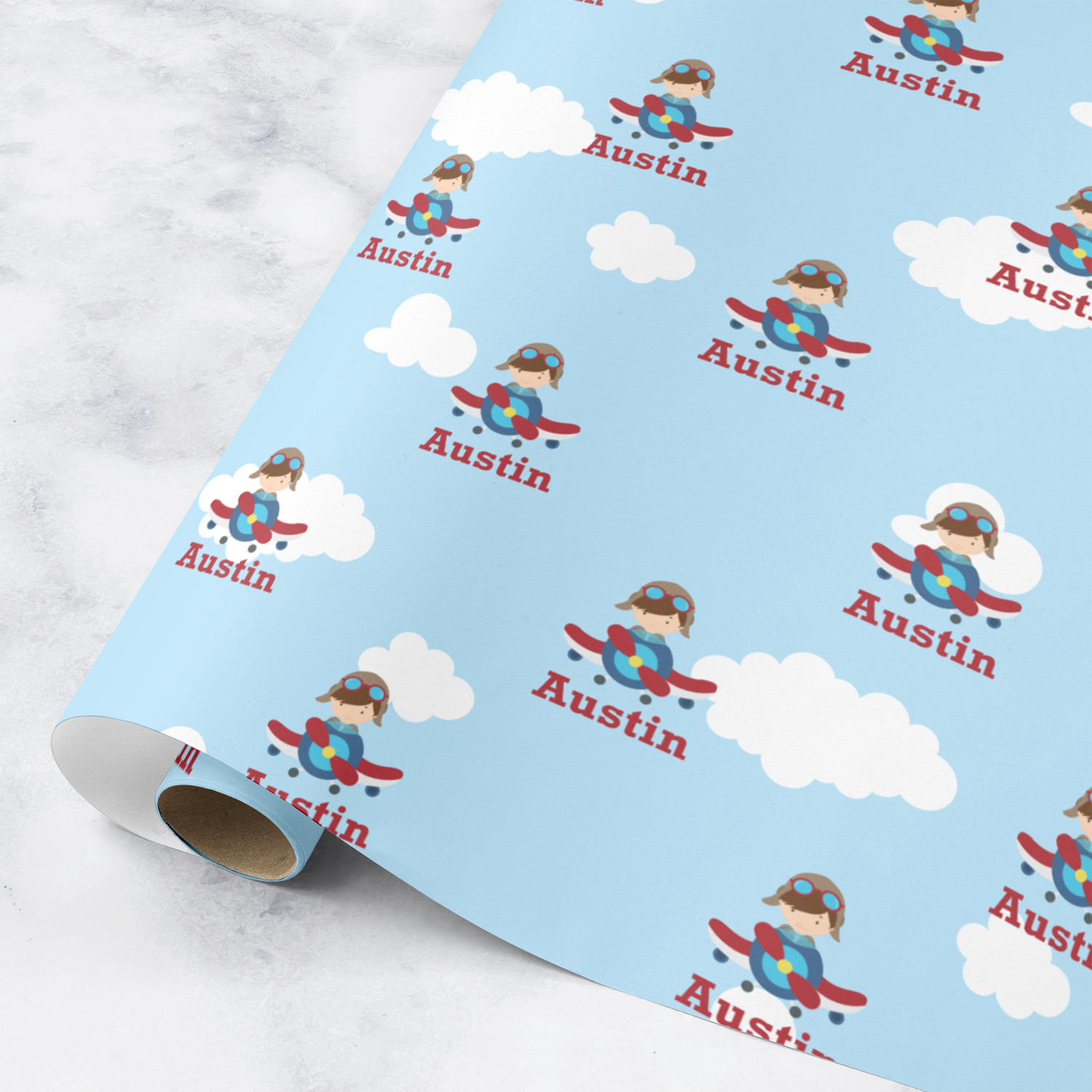 Airplane & Pilot Wrapping Paper Roll Small (Personalized