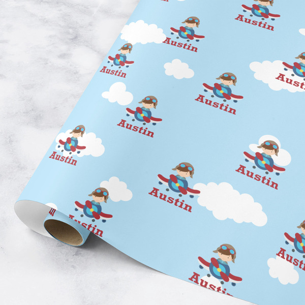 Custom Airplane & Pilot Wrapping Paper Roll - Small (Personalized)