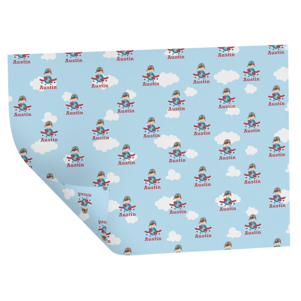 Custom Airplane & Pilot Wrapping Paper Sheets - Double-Sided - 20" x 28" (Personalized)