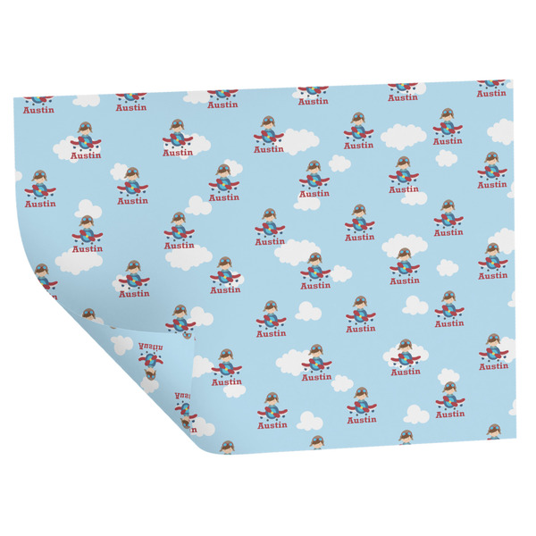 Airplane & Pilot Wrapping Paper Sheet - Double Sided - Folded