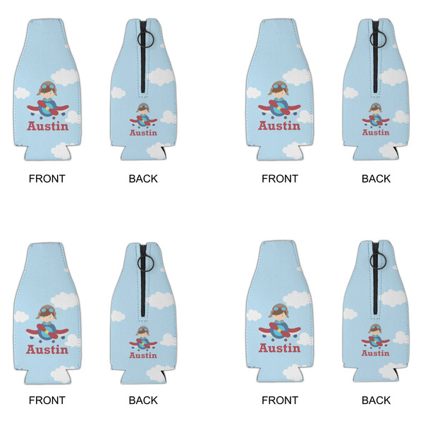 Airplane & Pilot Zipper Bottle Cooler - Set of 4 - APPROVAL