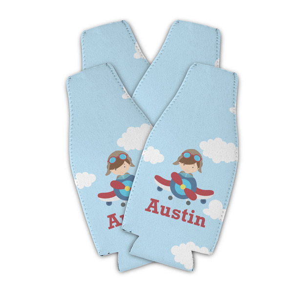 Airplane & Pilot Zipper Bottle Cooler - Set of 4 - PARENT MAIN (flat)