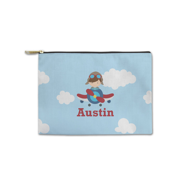 Custom Airplane & Pilot Zipper Pouch - Small - 8.5"x6" (Personalized)