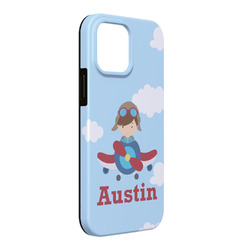 Airplane & Pilot iPhone Case - Rubber Lined - iPhone 13 Pro Max (Personalized)