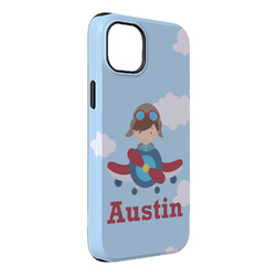 Airplane & Pilot iPhone Case - Rubber Lined - iPhone 14 Plus (Personalized)