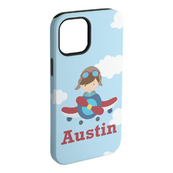 Airplane & Pilot iPhone Case - Rubber Lined - iPhone 15 Plus (Personalized)