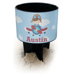 Airplane & Pilot Black Beach Spiker Drink Holder (Personalized)