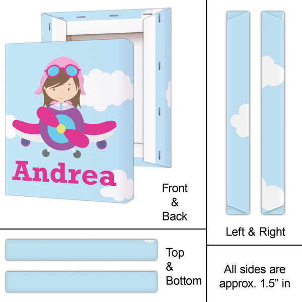 Airplane & Girl Pilot 11x14 - Canvas Print - Approval