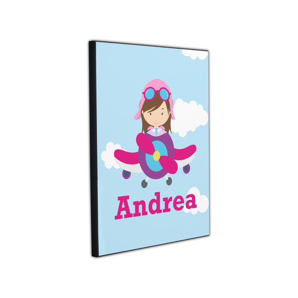 Airplane & Girl Pilot 11x14 Wood Print - Angle View