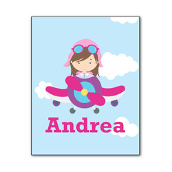 Airplane & Girl Pilot Wood Print - 11x14 (Personalized)