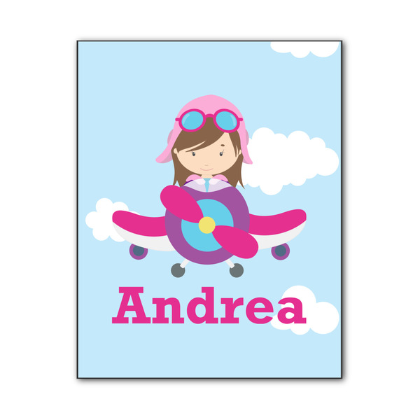 Custom Airplane & Girl Pilot Wood Print - 11x14 (Personalized)