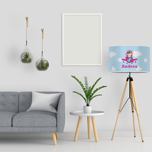Airplane & Girl Pilot 12" Drum Lampshade - LIFESTYLE