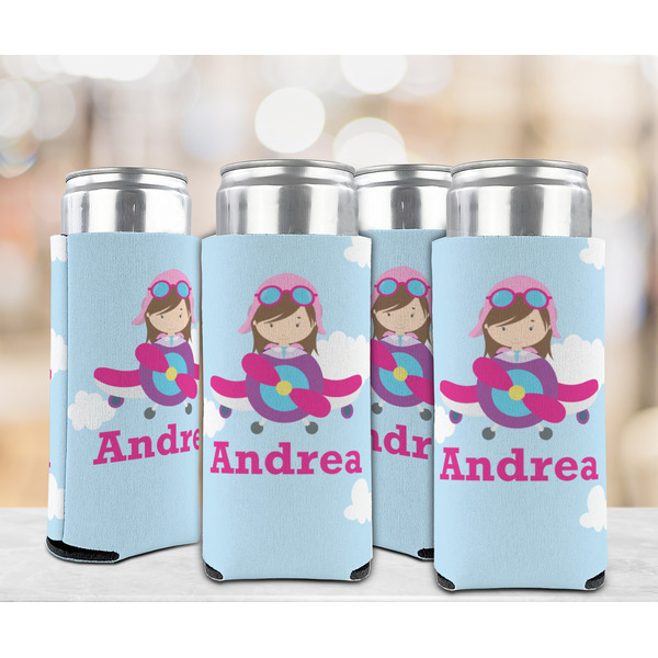 Airplane & Girl Pilot 12oz Tall Can Sleeve - Set of 4 - LIFESTYLE