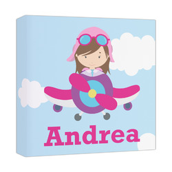 Airplane & Girl Pilot Canvas Print - 12x12 (Personalized)