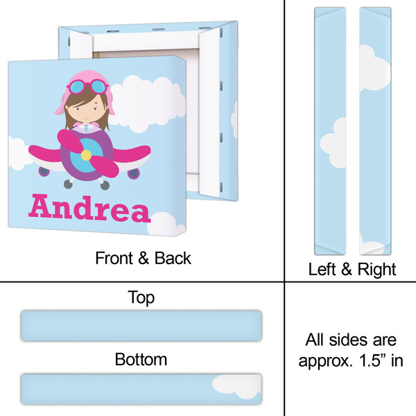 Airplane & Girl Pilot 12x12 - Canvas Print - Approval