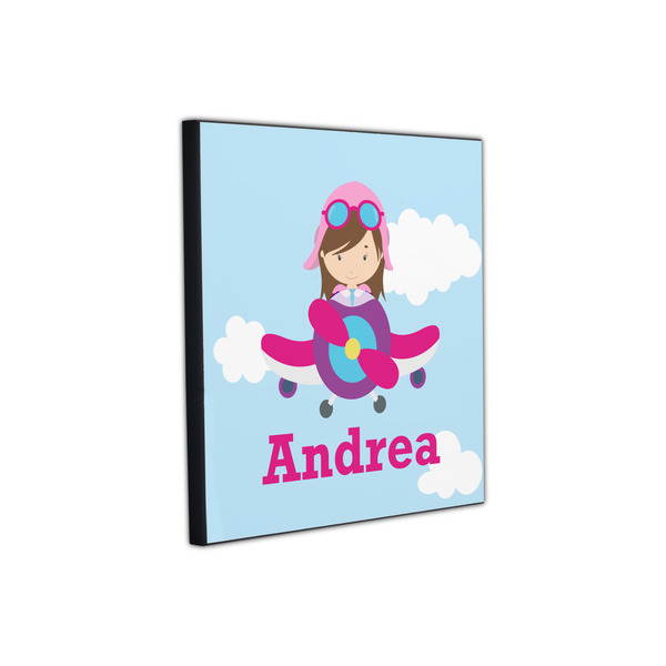 Airplane & Girl Pilot 12x12 Wood Print - Angle View