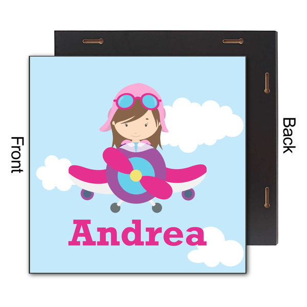 Airplane & Girl Pilot 12x12 Wood Print - Front & Back View