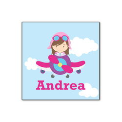 Airplane & Girl Pilot Wood Print - 12x12 (Personalized)