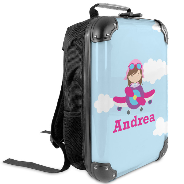 Custom Airplane & Girl Pilot Kids Hard Shell Backpack (Personalized)