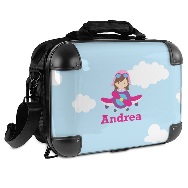 Custom Airplane & Girl Pilot Hard Shell Briefcase - 15" (Personalized)