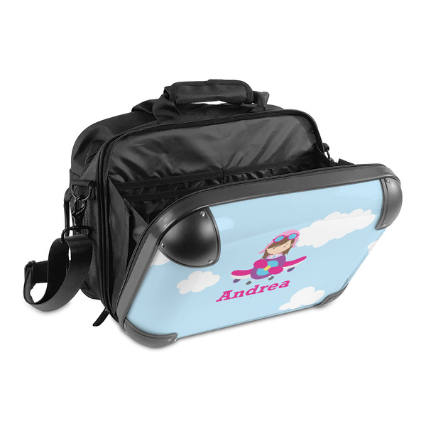 Airplane & Girl Pilot 15" Hard Shell Briefcase - Open