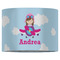 Airplane & Girl Pilot 16" Drum Lampshade - FRONT (Fabric)