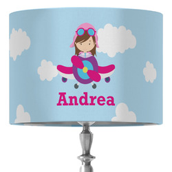 Airplane & Girl Pilot 16" Drum Lamp Shade - Fabric (Personalized)