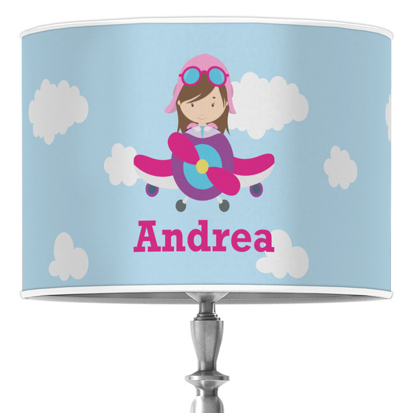 Custom Airplane & Girl Pilot Drum Lamp Shade (Personalized)