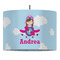 Airplane & Girl Pilot Drum Pendant Lamp (Personalized)