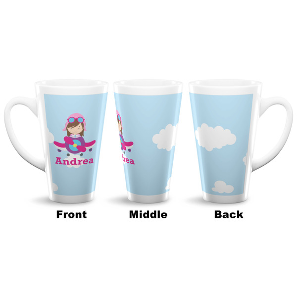 Airplane & Girl Pilot 16 Oz Latte Mug - Approval