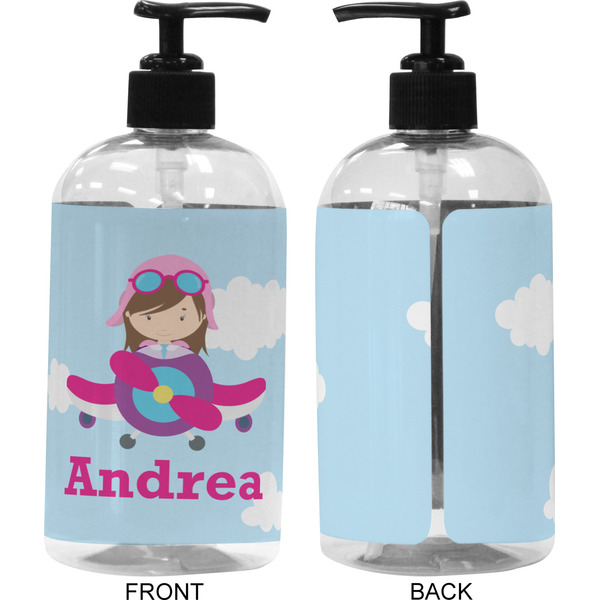 Airplane & Girl Pilot 16 oz Plastic Liquid Dispenser (Approval)