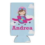 Airplane & Girl Pilot Can Cooler (16 oz) (Personalized)
