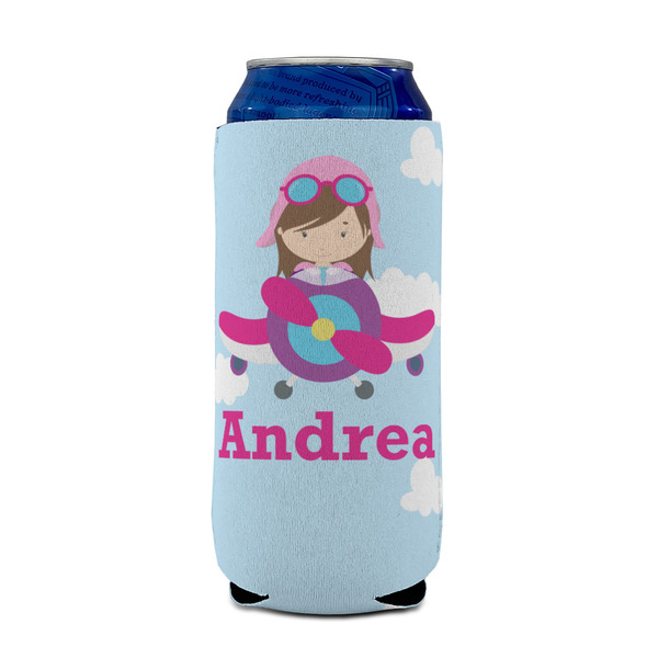 Airplane & Girl Pilot 16oz Can Sleeve - FRONT (on can)
