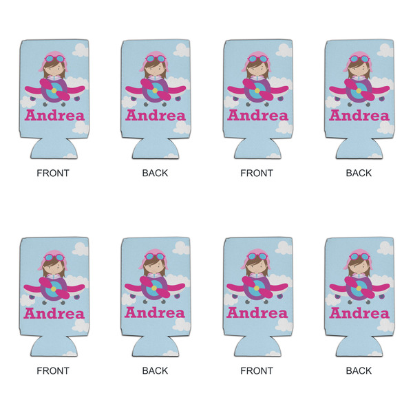 Airplane & Girl Pilot 16oz Can Sleeve - Set of 4 - APPROVAL