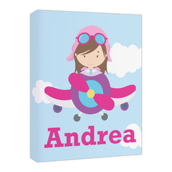 Airplane & Girl Pilot Canvas Print - 16x20 (Personalized)