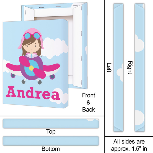 Airplane & Girl Pilot 16x20 - Canvas Print - Approval