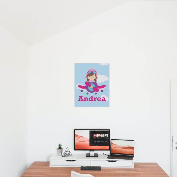 Airplane & Girl Pilot 16x20 - Matte Poster - On the Wall