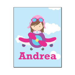 Airplane & Girl Pilot Wood Print - 16x20 (Personalized)