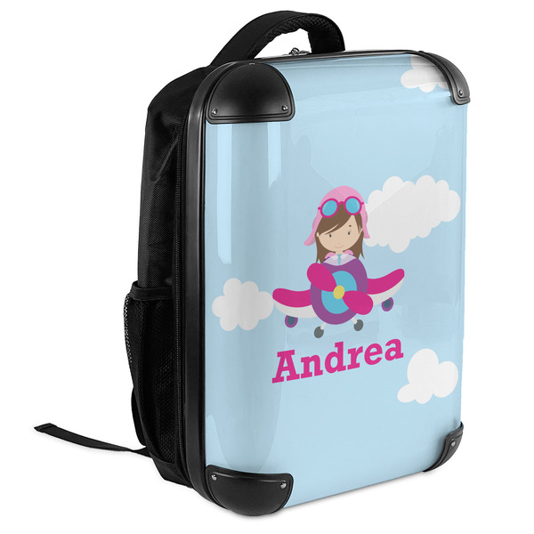 Airplane & Girl Pilot 18" Hard Shell Backpacks - ANGLED VIEW