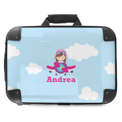 Airplane & Girl Pilot Hard Shell Briefcase - 18" (Personalized)