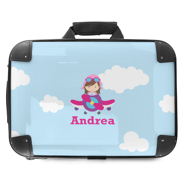 Custom Airplane & Girl Pilot Hard Shell Briefcase - 18" (Personalized)