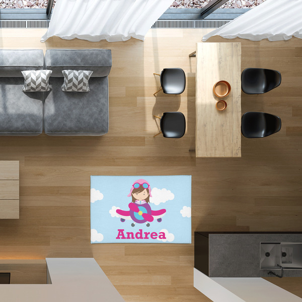 Airplane & Girl Pilot 2'x3' Indoor Area Rugs - IN CONTEXT