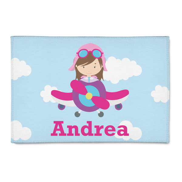 Custom Airplane & Girl Pilot 2' x 3' Patio Rug (Personalized)