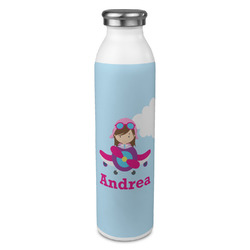 Airplane & Girl Pilot 20oz Stainless Steel Water Bottle - Full Print (Personalized)