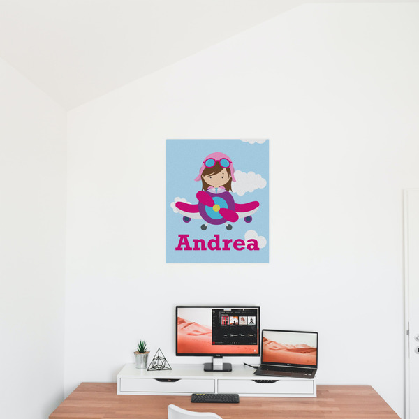 Airplane & Girl Pilot 20x24 - Matte Poster - On the Wall