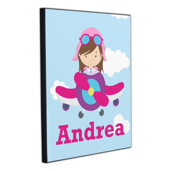 Airplane & Girl Pilot 20x24 Wood Print - Angle View